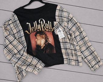 Jelly Roll Upcycled 2023 Tour Shirt | XL |  Handmade & One-of-a-Kind | Concert Festival Outfit