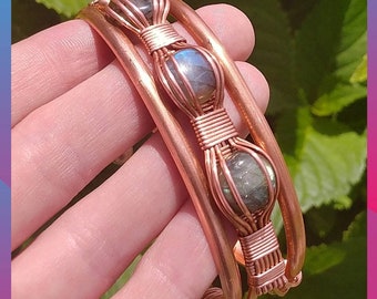 BRACELET TUTORIAL - Wire Wrap Copper Cuff Gemstone - Wire Wrap Bracelet Tutorial - Bracelet How To - Bracelet Design - Wire Wrap Tutorial