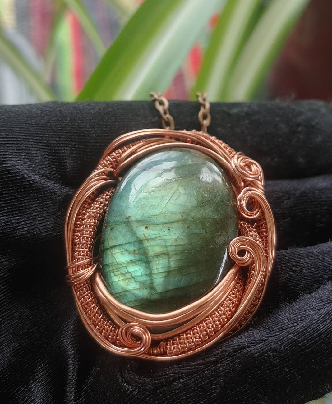 Flashy Labradorite Copper Wire Wrap Pendant Wire Wrapped Etsy