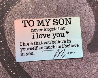 To My Son, Son Wallet Card, Inspirational Message, From Mom, Mother Son Gift, Birthday,  Wallet Card, Son Appreciation