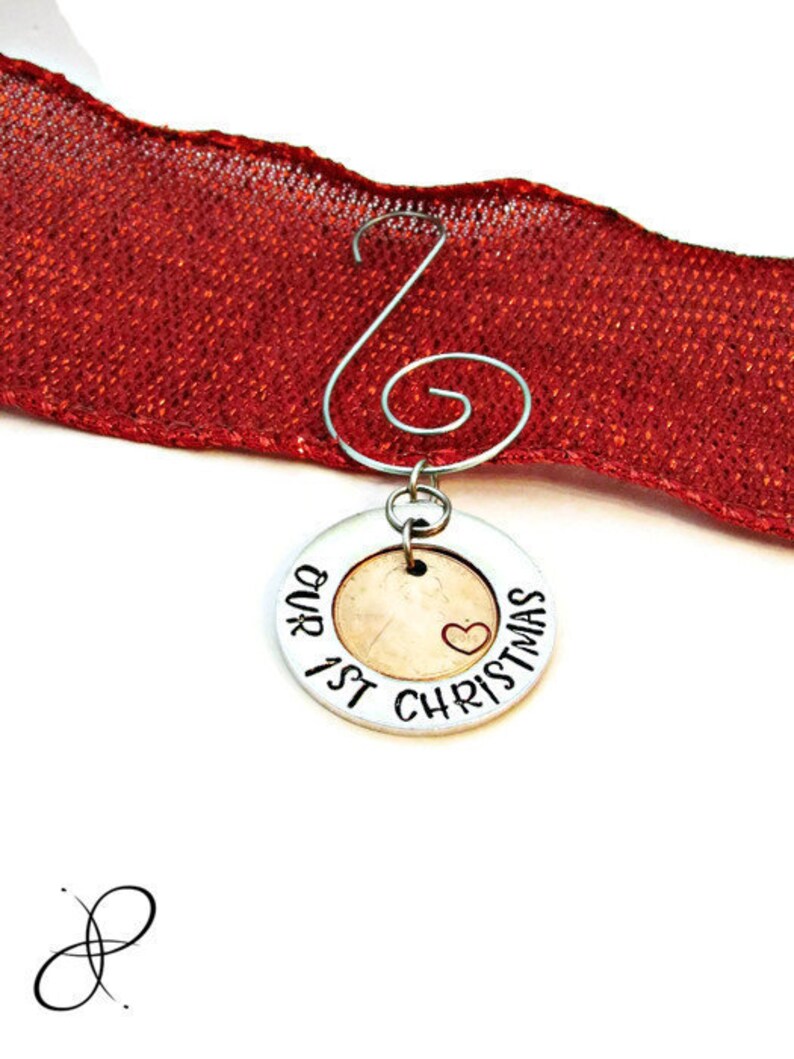 First Christmas Ornament Our 1st Christmas Ornament Keepsake Gift Newlyweds Penny Ornament Hand Stamped Gift Christmas 2019 Newlywed