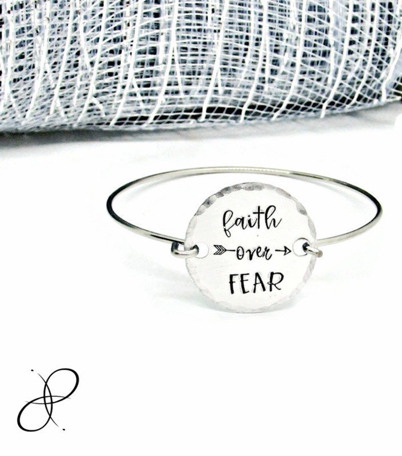 Faith Over Fear Bracelet Hand Stamped Jewelry Inspirational Etsy