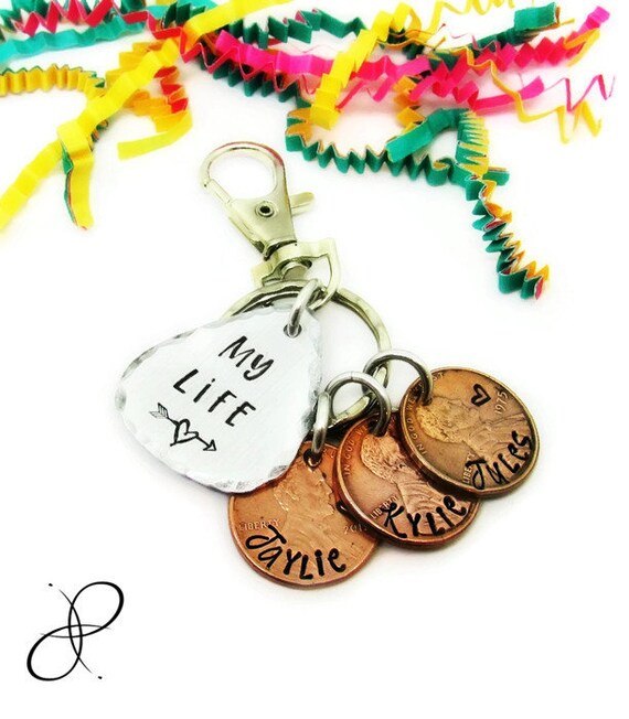 Personalized Penny Keychain Pennies Gift Hand Stamped Gift Etsy