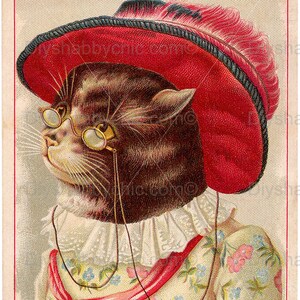 Waterslide Stickers Shabby Chic Furniture Image Transfer Vintage Antique Home Craft Label Crafts Scrapbooking Card Making DIY Cat Hat