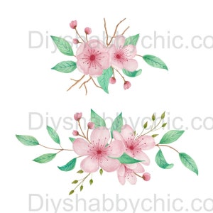 Waterslide Decals Shabby Chic Image Transfer vintage Antique Home Craft Label Crafts Scrapbooking Card Making DIY Pink Cherryblossom