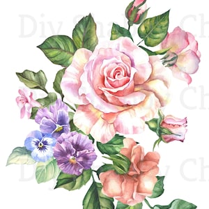 Calcomanías de tobogán Decales Shabby Muebles Chic Transferencia vintage antigua casa artesanía artesanías scrapbooking tarjeta haciendo DIY rosas coloridas