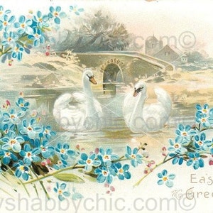 Waterslide Stickers Shabby Chic Furniture Image Transfer Vintage Antique Home Craft Label Crafts Scrapbooking Card Making DIY Easter Swans