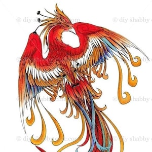 Waterslide Calcomanías Shabby Muebles Chic Transferencia Vintage Antigua Casa Artesanía Etiqueta Artesanías Scrapbooking Tarjeta haciendo DIY Red Dragon Bird