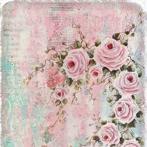 Waterslide Calcomanías Shabby Muebles Chic Transferencia Vintage Antigua Casa Artesanía Etiqueta Artesanías Scrapbooking Tarjeta haciendo BRICOLAJE Rosa Musical