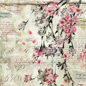 Waterslide Decals Shabby Chic Furniture Image Transfer Vintage Antique Home Craft Label Crafts Scrapbooking Card Making DIY Cherryblossom