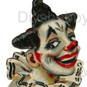 Waterslide Decals Shabby Chic Furniture Image Transfer vintage Antique Home Craft Label Crafts Scrapbooking Card Making DIY Smiling Clown