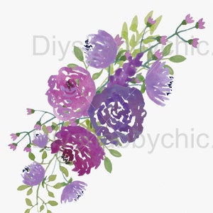 Waterslide Calcomanías Shabby Chic Image Transfer Vintage Antique Home Craft Label Craft Crafts Scrapbooking Card Making DIY Purple Flower Spray