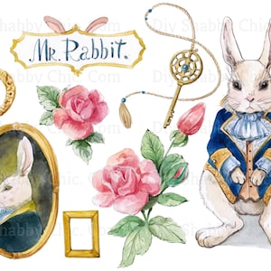 Waterslide Decals Shabby Chic Furniture Image Transfer vintage Antique Home Craft Label Crafts Scrapbooking Card Making DIY Mr Rabbit