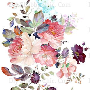 Waterslide Calcomanías Shabby Chic Image Transfer Vintage Antique Home Craft Label Crafts Scrapbooking Card Making DIY Beautiful Painted Flowers