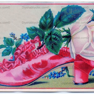 Waterslide decalques shabby chique móveis transferência de imagem vintage antigo casa artesanato etiqueta artesanato scrapbooking cartão fazendo diy rosa sapato