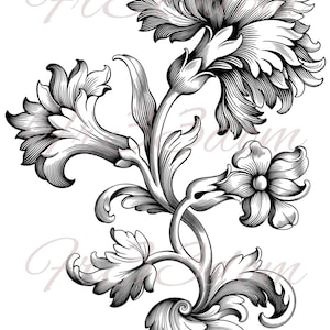 Cut & Stick Selbstklebende Aufkleber, Möbel, Wandaufkleber, klar, Transfer, Collage, Mixed Media, Kinderaufkleber 190 Victorian Flower Scroll