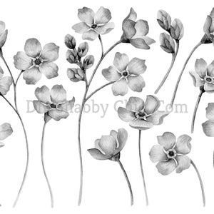 Tobogán de agua Calcomanías Shabby Chic Muebles Transferencia de imágenes Vintage Antique Craft Label Artesanías Scrapbooking Card Making DIY Little Flowers BW