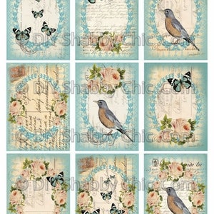 Waterslide Decals Shabby Chic Furniture Image Transfer Vintage Antique Home Craft Label Crafts Scrapbooking Card Making DIY Birds