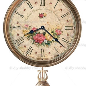 Waterslide Decals Shabby Chic Furniture Image Transfer vintage Antique Home Craft Label Crafts Scrapbooking Card Making DIY Flower Clock