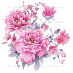 Waterslide Decals Shabby Chic Furniture Image Transfer Vintage Antique Home Craft Label Crafts Scrapbooking Card Making DIY Pink Peony Rose