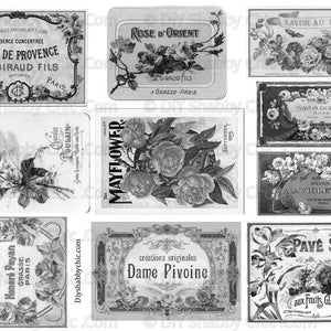 Waterslide Decals Shabby Chic Image Transfer Vintage Antique Home Craft Label Crafts Scrapbooking Card Making DIY Vintage labelblack