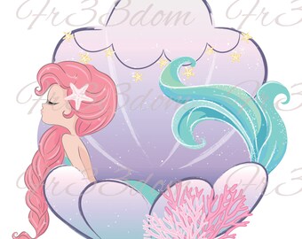 Naklejki na zjeżdżalnię wodną, DIY Shabby Chic, Transfer mebli, Transfer obrazów w stylu vintage, Antique Home Craft 128 Mermaid Shell