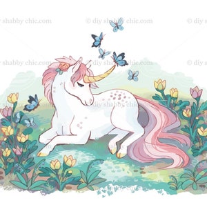 Waterslide Calcomanías Shabby Muebles Chic Transferencia vintage antigua casa artesanía etiqueta artesanías scrapbooking tarjeta haciendo diy sentado unicornio