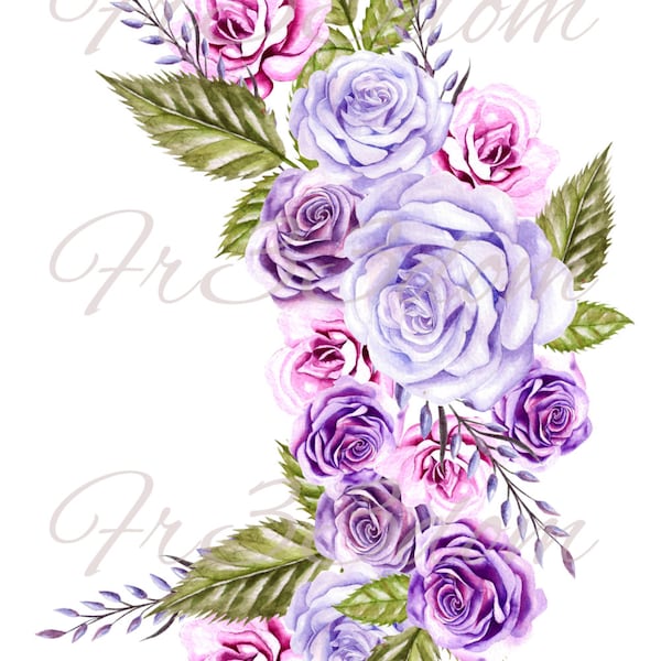 Cut & Stick, Self Adhesive Stickers, Furniture, Wall Decal, Clear, Transfer, Art, Collage, Mixed Media, Kids Sticker, 159 Purple Roses