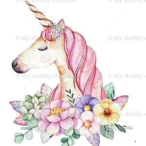 Waterslide Calcomanías Shabby Muebles Chic Transferencia vintage antigua casa artesanía artesanías tarjeta scrapbooking que hace diy unicornio flor
