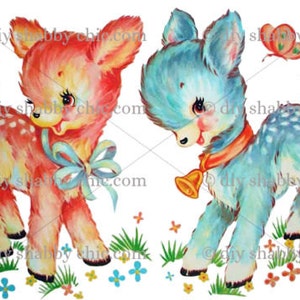 Muebles calcomanías de tobogán de agua shabby elegante francés transferencia etiquetas artes artes scrapbooking tarjeta de upcycling niños niños vivero de ciervos