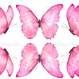 Waterslide Decals Shabby Chic Image Transfer vintage Antique Home Craft Label Crafts Scrapbooking Card Making DIY 6 Pink Butterflies