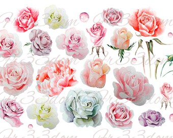 Waterslide Decals, Diy Shabby Chic, Furniture Transfer, Vintage Image Transfer, Antique Home Craft 111 Individual Roses