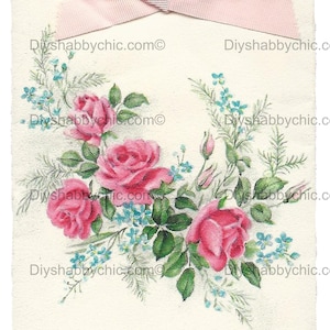 Waterslide Decals Shabby Chic Furniture Image Transfer vintage Antique Home Craft Label Crafts Scrapbooking Card Making DIY Floral Bow