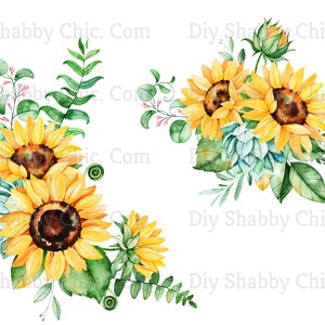 Waterslide Stickers Shabby Chic Image Transfer Vintage Antique Home Craft Label Crafts Scrapbooking Card Making DIY Sunflower Corners
