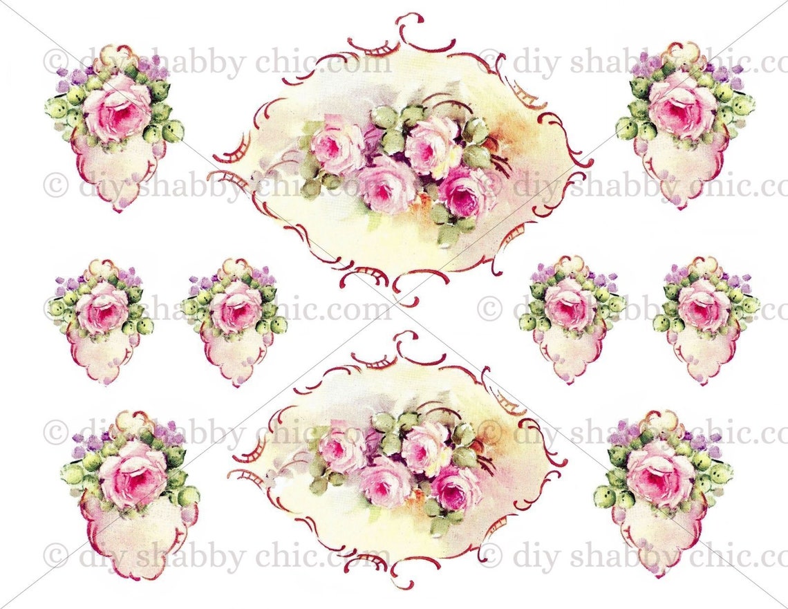 Waterslide Decals Shabby Chic Furniture Image Transfer Vintage Etsy