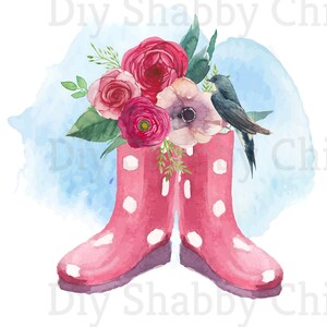 Cut & Stick Selbstklebende Aufkleber, Möbel, Wandaufkleber, klar, Transfer, Journal, Kunst, Collage, Mixed Media, Kinder Aufkleber 34 rosa Gummistiefel