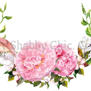 Waterslide Decals Shabby Chic Furniture Image Transfer vintage Antique Home Craft Label Crafts Scrapbooking Card Making DIY Peony Feather