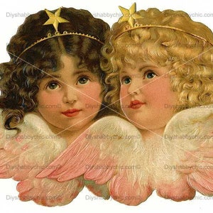 Waterslide Calcomanías Shabby Muebles Chic Transferencia Vintage Antigua Casa Artesanía Etiqueta Artesanías Scrapbooking Tarjeta haciendo DIY Twin Angel