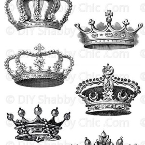 Waterslide Stickers Shabby Chic Furniture Image Transfer Vintage Antique Home Craft Label Crafts Scrapbooking Card Making DIY Crowns