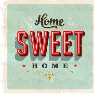 Waterslide Decals Shabby Chic Furniture Image Transfer vintage Antique Home Craft Label Crafts Scrapbooking Card Making DIY Home Sweet Home