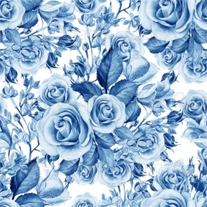 Décalcomanies de toboggan, bricolage Shabby Chic, transfert de meubles, transfert d'image vintage, Antique Home Craft 59 Blue Rose Pattern