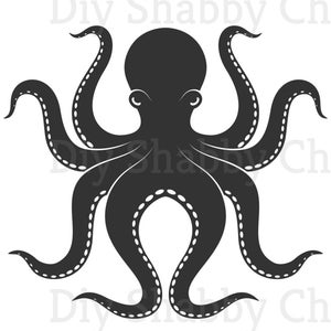 Schneiden & Kleben, Selbstklebende Aufkleber, Möbel, Wandaufkleber, klar, Transfer, Kunst, Collage, Mixed Media, Kinder Aufkleber, 52 Black Octopus