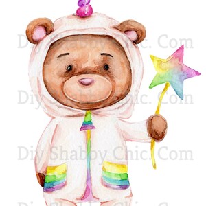 Waterslide Decals Shabby Chic Furniture Image Transfer vintage Antique Home Craft Label Crafts Scrapbooking Card Making DIY Rainbow Bear