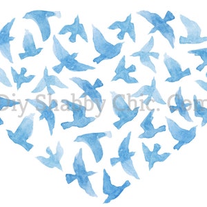 Toboggan Décalcomanies Meubles Shabby Chic Transfert d’image vintage Antique Home Craft Label Artisanat Scrapbooking Card Making DIY Blue Bird Heart