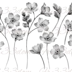 Schneiden & Kleben, Selbstklebende Aufkleber, Möbel, Wandaufkleber, klar, Transfer, Kunst, Collage, Mixed Media, Kinderaufkleber, 340 kleine Blumen Bw