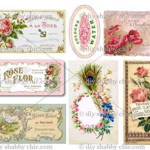 Waterslide Decals Shabby Chic Furniture Image Transfer vintage Antique Home Craft Label Crafts Scrapbooking Card Making DIY Pinklabels