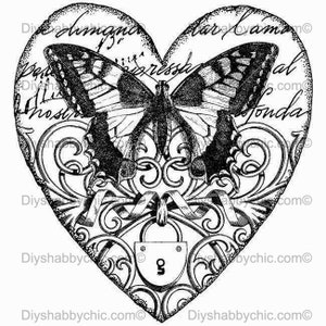 Waterslide Decals Shabby Chic Furniture Image Transfer vintage Antique Home Craft Label Crafts Scrapbooking Card Making DIY Heartbut