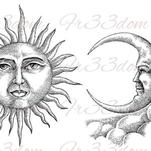 Wasserschiebeaufkleber, Diy Shabby Chic, Möbeltransfer, Vintage Bildtransfer, antikes Haus Handwerk 344 Sonne Mond Bw