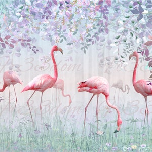 Decalque Waterslide ou adesivo transparente, DIY Shabby Chic, móveis de parede vintage, transferência de imagem, artesanato doméstico antigo, arte 396 Flamingo na névoa