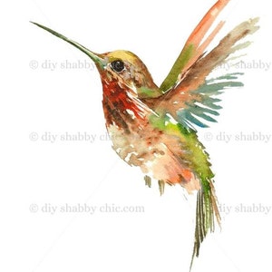Waterslide Decals Shabby Chic Image Transfer Vintage Antique Home Craft Label Crafts Scrapbooking Card Making DIY Green Hummingbird